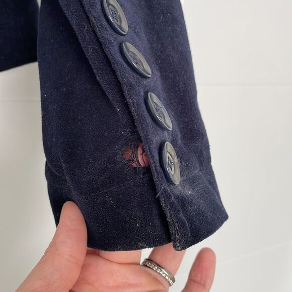 Vince. Navy Blue Velvet Blazer Size 4 100% Cotton - Picture 11 of 14